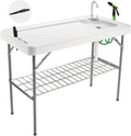 Portable Fish Cleaning Station – Folding Table with Faucet, Drain Hose & Sprayer for Outdoor Filleting