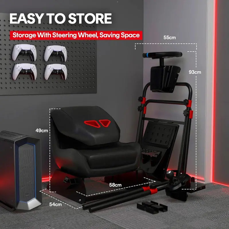 RACGTING Foldable Racing Simulator Cockpit Compatible with Logitech & Thrustmaster