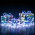 Three-Piece Lighted Gift Box Set — 90 LED-Illuminated Presents with Bows, Zip Ties & Ground Stakes