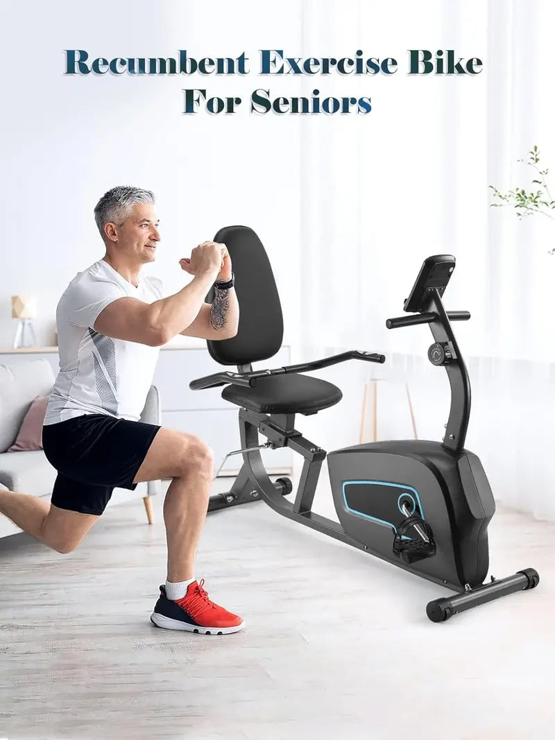 Sturdy 8-Level Magnetic Resistance Recumbent Bike with LCD Monitor & iPad Holder