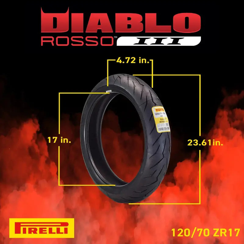 Pirelli Diablo Rosso III Motorcycle Tires – 120/70ZR17 Front + 240/45ZR17 Rear with Keychain