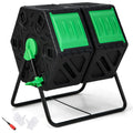 Dual-Chamber Compost Tumbler, 34.5-Gallon Rotating Bin with Independent Composting Compartments