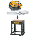 DEWALT 15 Amp 13 in. Corded Heavy-Duty Thickness Planer, (3) Knives, In/Out Feed Tables, and Mobile Thickness Planer Stand DW735XW7350