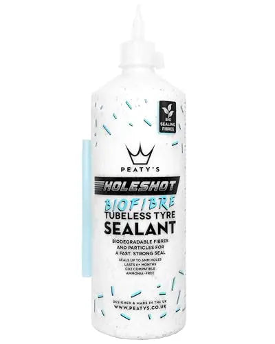 Peaty's Holeshot Biofibre Tubeless Tire Sealant – Fast Puncture Repair, 6mm, Biodegradable, 1L, MTB/Road/Gravel