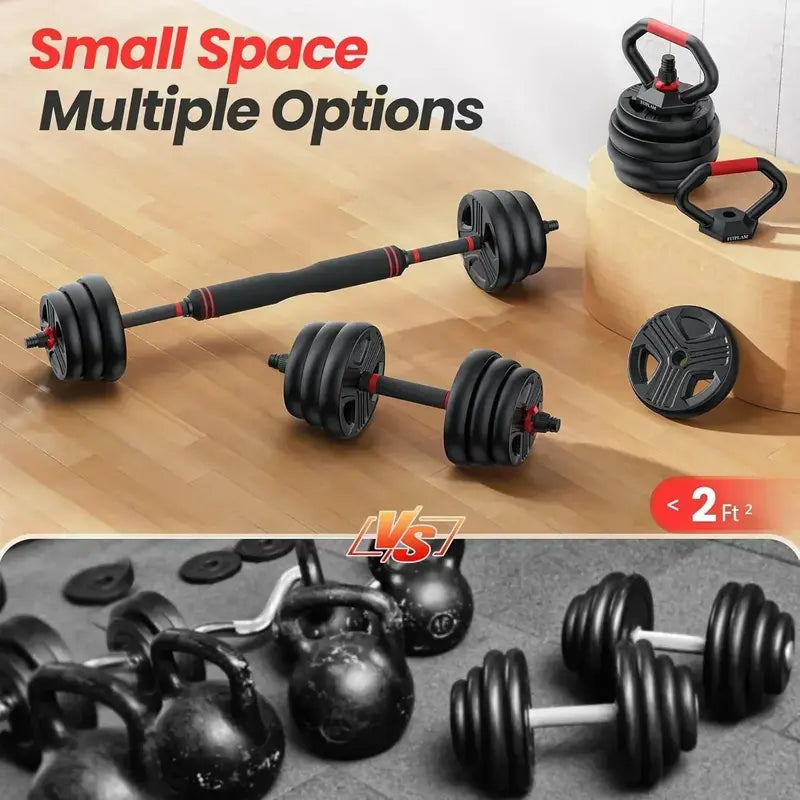 Upgraded Adjustable Dumbbell Kit – Includes Barbell Conversion & Push-Up Stand