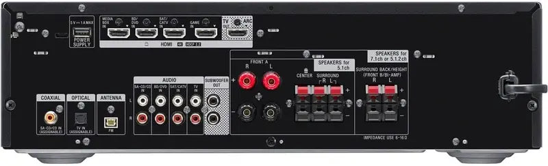 Sony 4K HDR AV Receiver with Dolby Atmos & Bluetooth – Black Surround Sound Home Theater