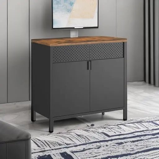 SONGMICS Slim Metal Sideboard — Two-Door Storage Cabinet Measuring 15.7 x 31.5 x 29.9 Inches
