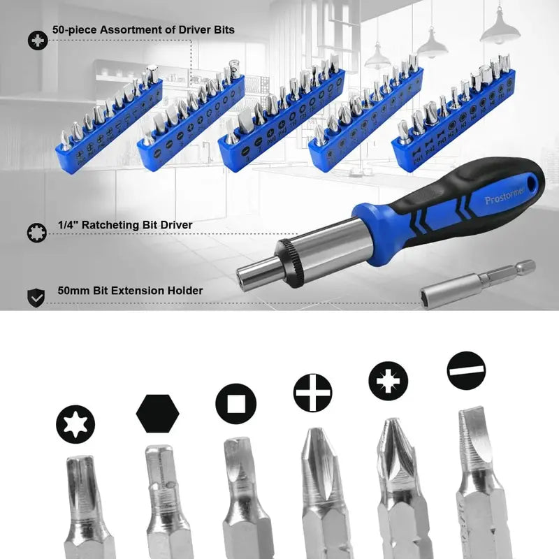 Prostormer 259-Piece Comprehensive Tool Kit for Home, Auto, and DIY Repairs