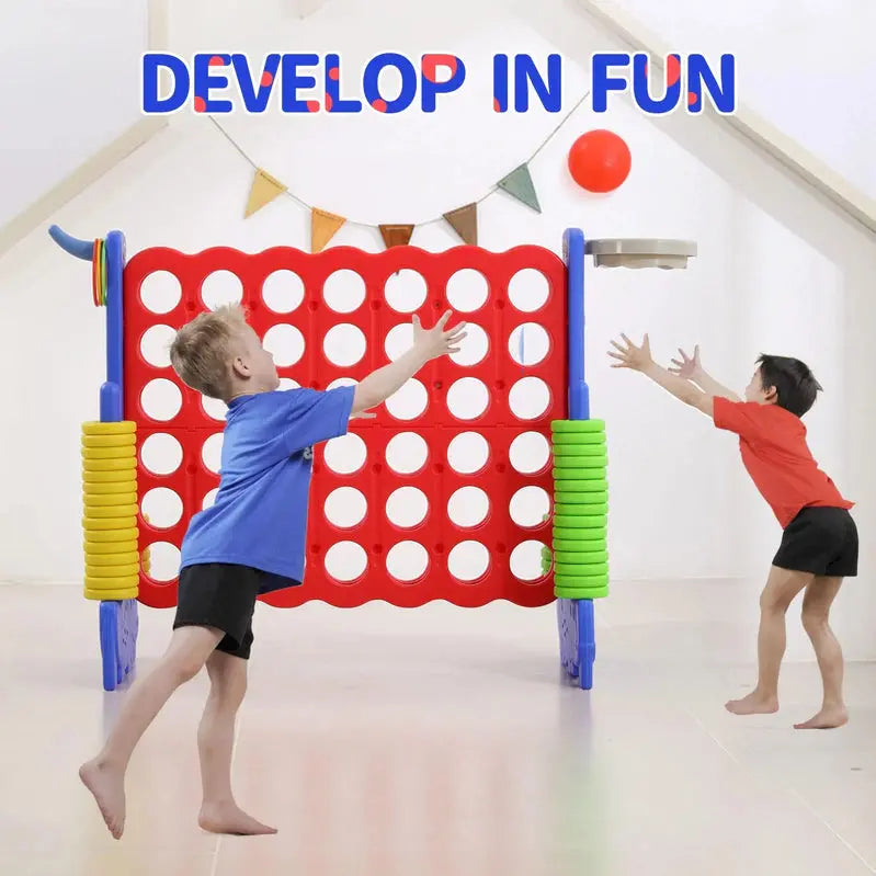 Unicoo 3-in-1 Outdoor Game Set – Giant A-Frame Activity Center Featuring Basketball Hoop, Ring Toss, and Connect-Four Style Play for All Ages