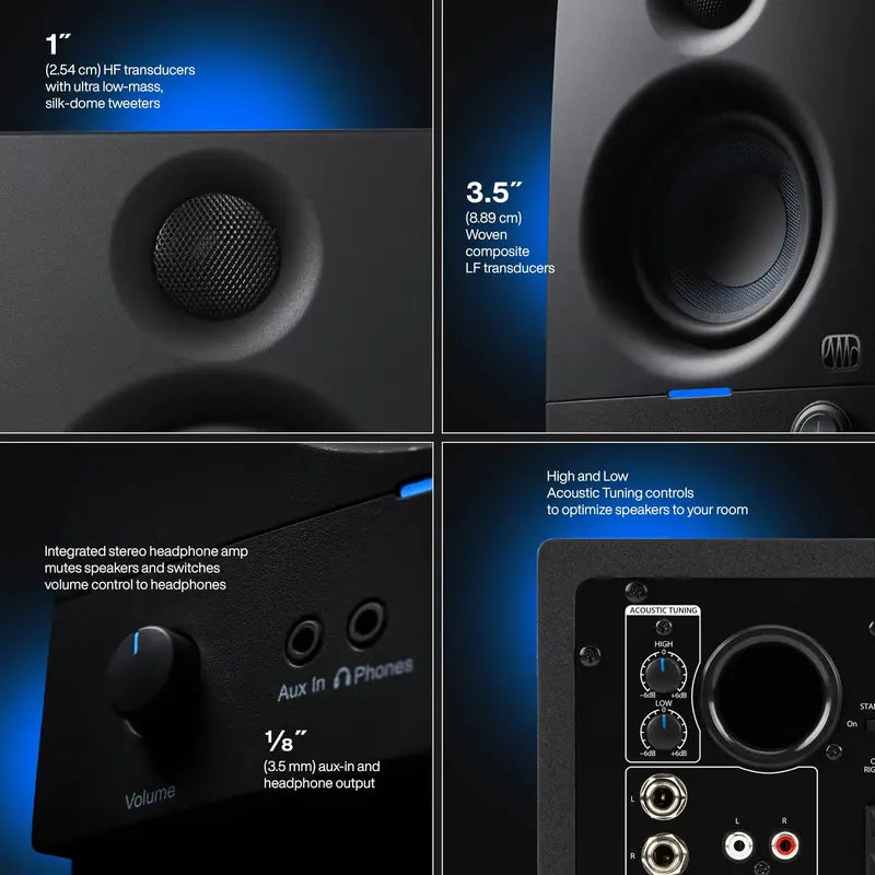 PreSonus Eris 3.5 Active Studio Monitor Speakers – Powered 3.5-Inch Reference Monitors for Home Studios