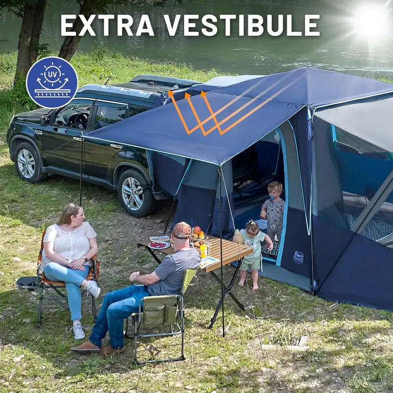 TIMBER RIDGE SUV Tent – 5–9-Person Weather-Resistant Car Camping Tent with Screen Porch, Awning & Included Rainfly