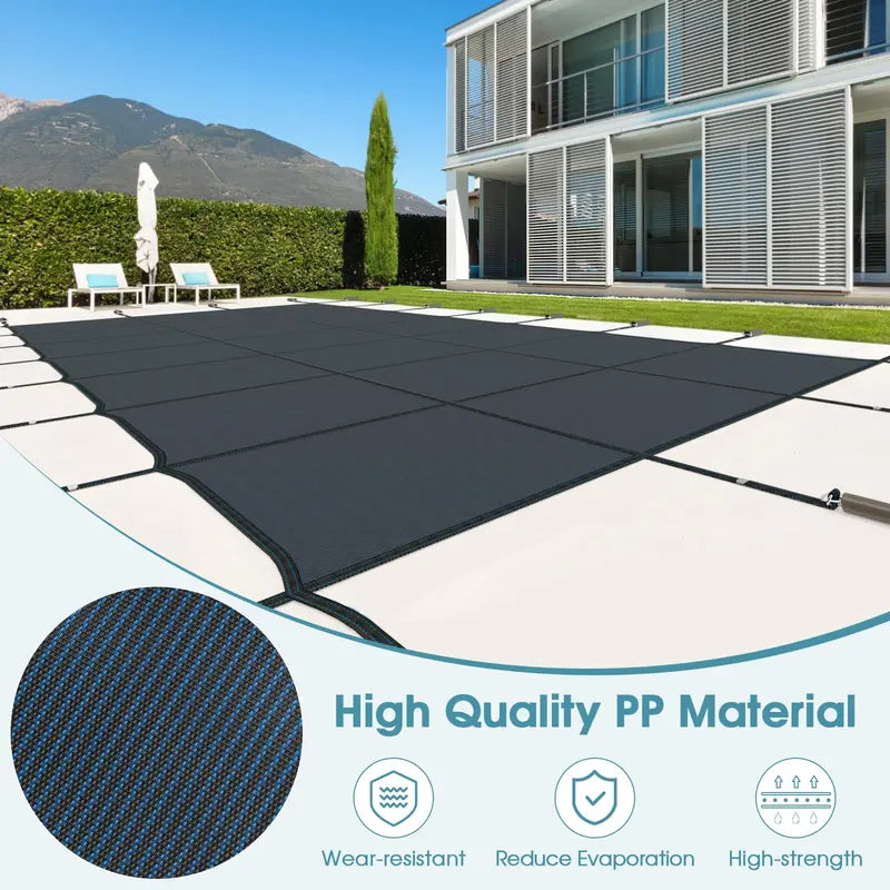 Custom-Fit Safety Pool Cover for 32 x 16 In-Ground Pools (Actual Size: 34 x 18