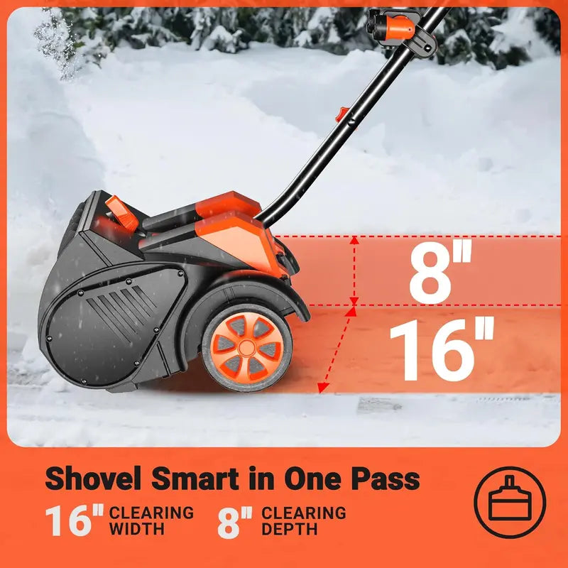 Cordless 48V Snow Blower with Wheels  16-Inch Brushless Shovel Featuring LED Lights, Directional Plate & Dual Batteries