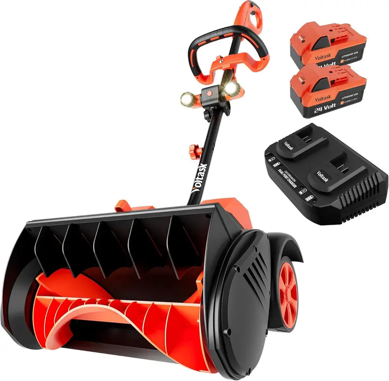 Cordless 48V Snow Blower with Wheels  16-Inch Brushless Shovel Featuring LED Lights, Directional Plate & Dual Batteries