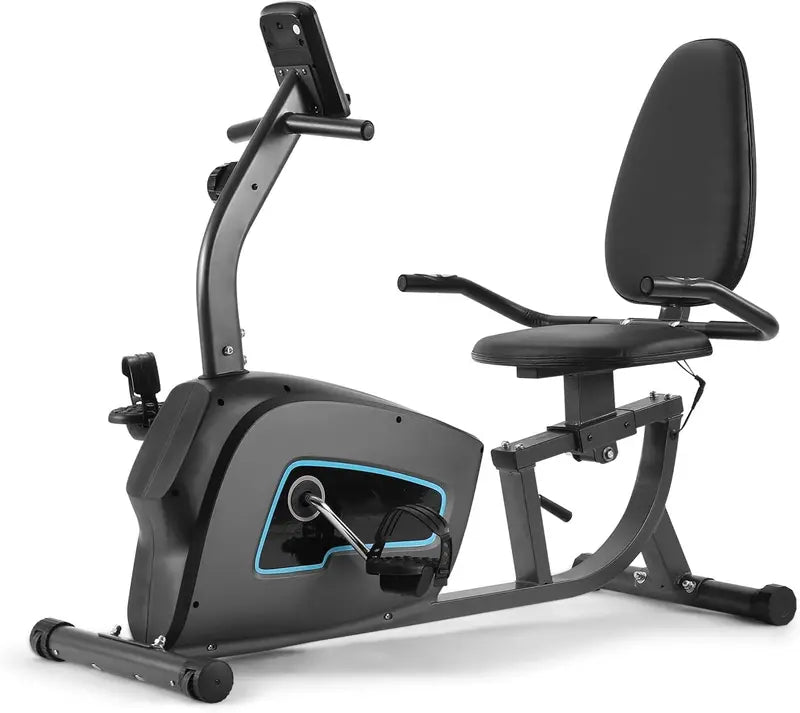 Sturdy 8-Level Magnetic Resistance Recumbent Bike with LCD Monitor & iPad Holder
