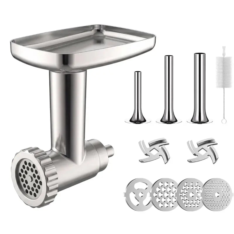Stainless Steel Meat Grinder Attachment for Stand Mixers – Includes Grinding Plates