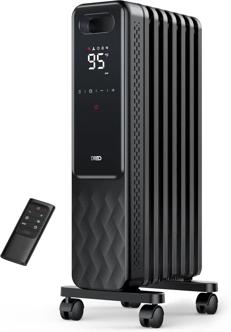 Dreo Oil-Filled Radiator Heater | 1500W Quiet Indoor Electric Heater with Remote, Child Lock, 4 Heat Modes, 24-Hour Timer, Digital Thermostat & Dual Safety Protection