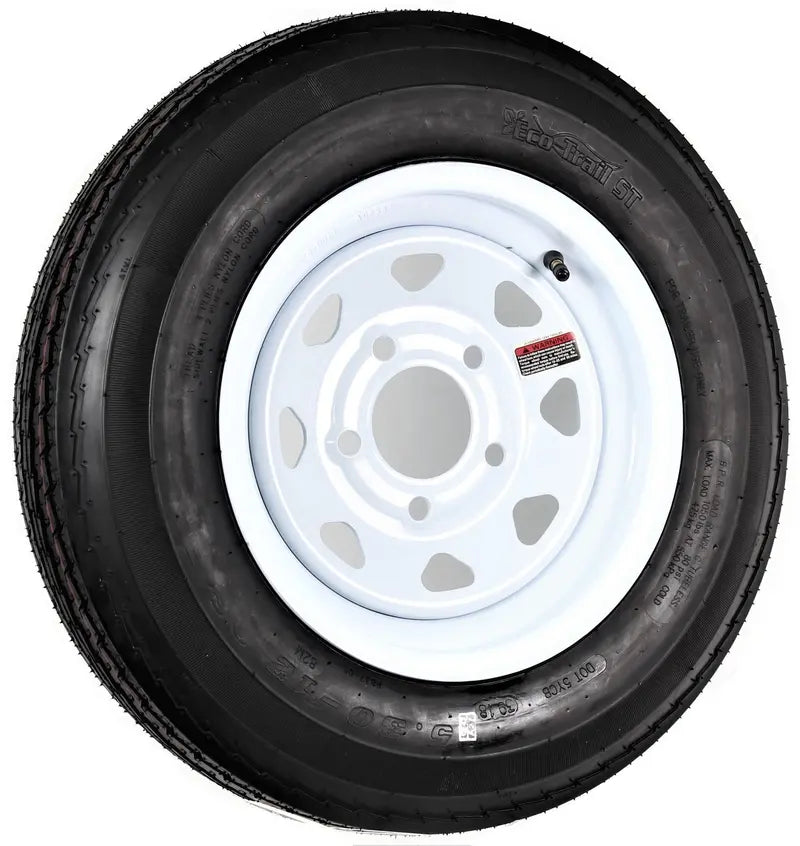 Trailer Tire On Rim 5238 530-12 5.30-12 White Spoke Wheel 5 Bolt C Bias