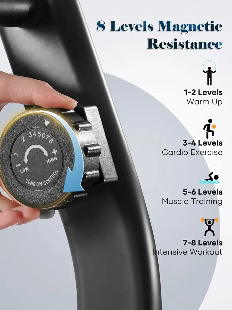 Sturdy 8-Level Magnetic Resistance Recumbent Bike with LCD Monitor & iPad Holder