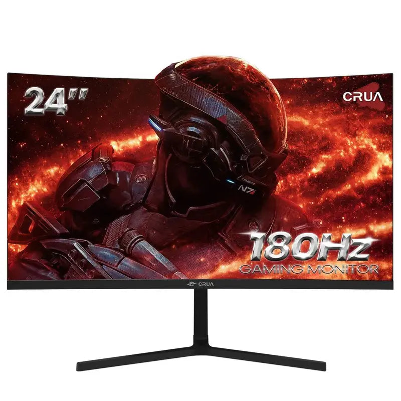 CRUA 24-Inch 180Hz Curved Gaming Monitor  FHD 1080p Frameless Display with AMD FreeSync, Low Motion Blur, HDMI & DisplayPort