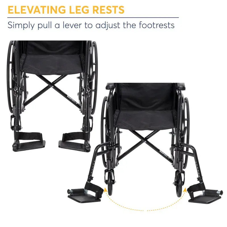 Drive Medical Silver Sport 1 Lightweight Manual Wheelchair with Full-Length Arms and Swing-Away Removable Footrests