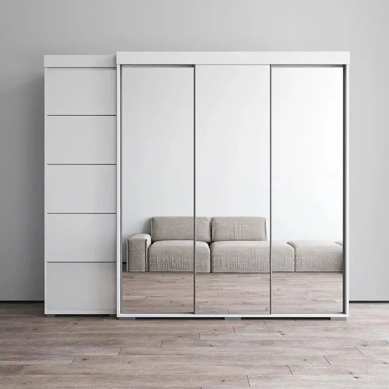 Tri-Mirror Full-Height Wardrobe Cabinet