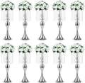 Sziqiqi Gold Tall Crystal Centerpiece Riser with Beads, 21.3″ for Weddings & Events, Pack of 10