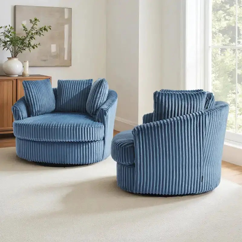 DREAMSIDEA Recessed-Arm Swivel Barrel Chair Set (2-Pack)