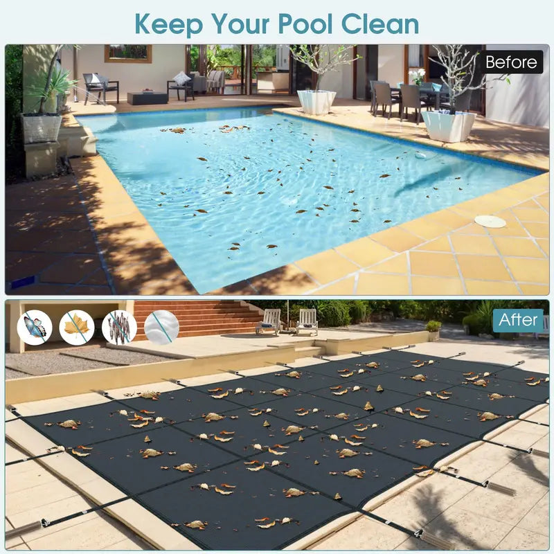 Custom-Fit Safety Pool Cover for 32 x 16 In-Ground Pools (Actual Size: 34 x 18