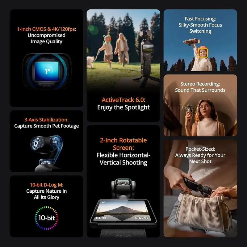 DJI Osmo Pocket 3 Creator Combo  4K/120fps Vlog Camera with Advanced Stabilization and Content Tools