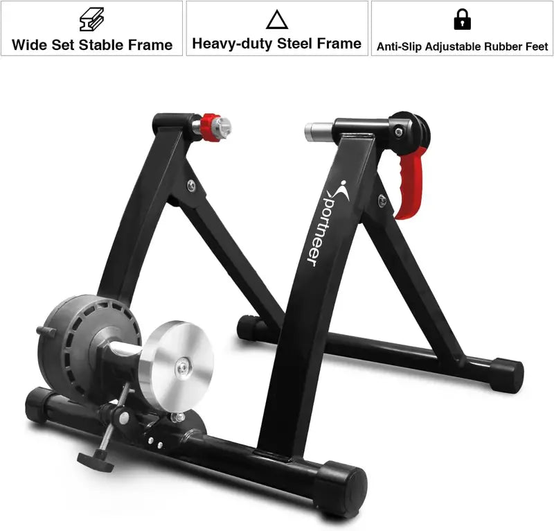Sportneer Magnetic Indoor Bike Trainer Stand – 6-Level Resistance with Quiet Ride Technology