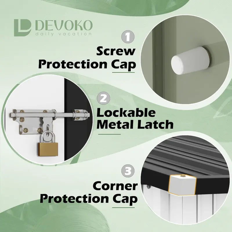 Devoko 5 x 3 Corrosion-Resistant Garden Shed  Lockable Steel Outdoor Storage House with Single Secure Door