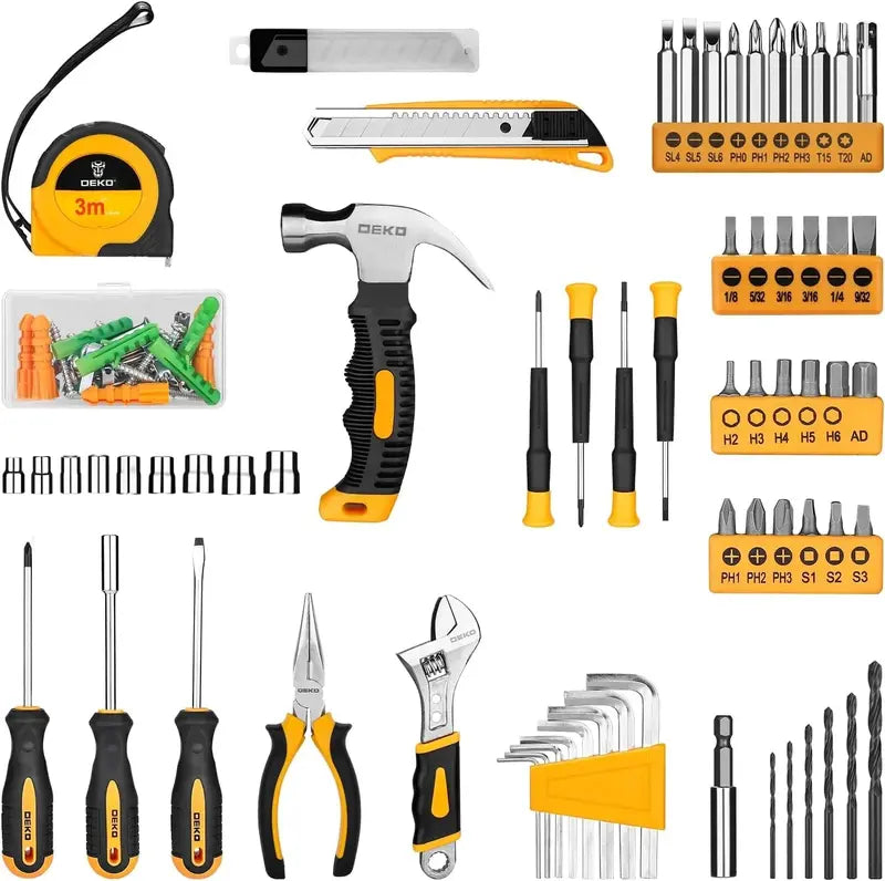 DEKOPRO 126-Piece Cordless Tool Kit  Includes 8V Drill, Toolbox, and Accessories for DIY and Home Repairs